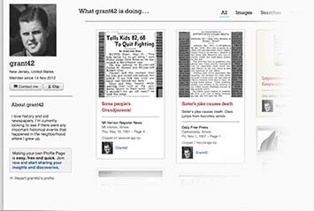 Profile page on News Journal Archive