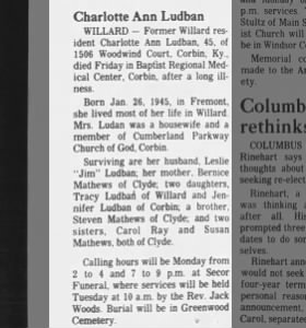 Obituary for Charlotte Ann Ludban